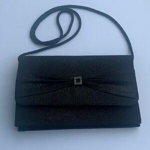 Whiting & Davis Black Clutch with Strap
